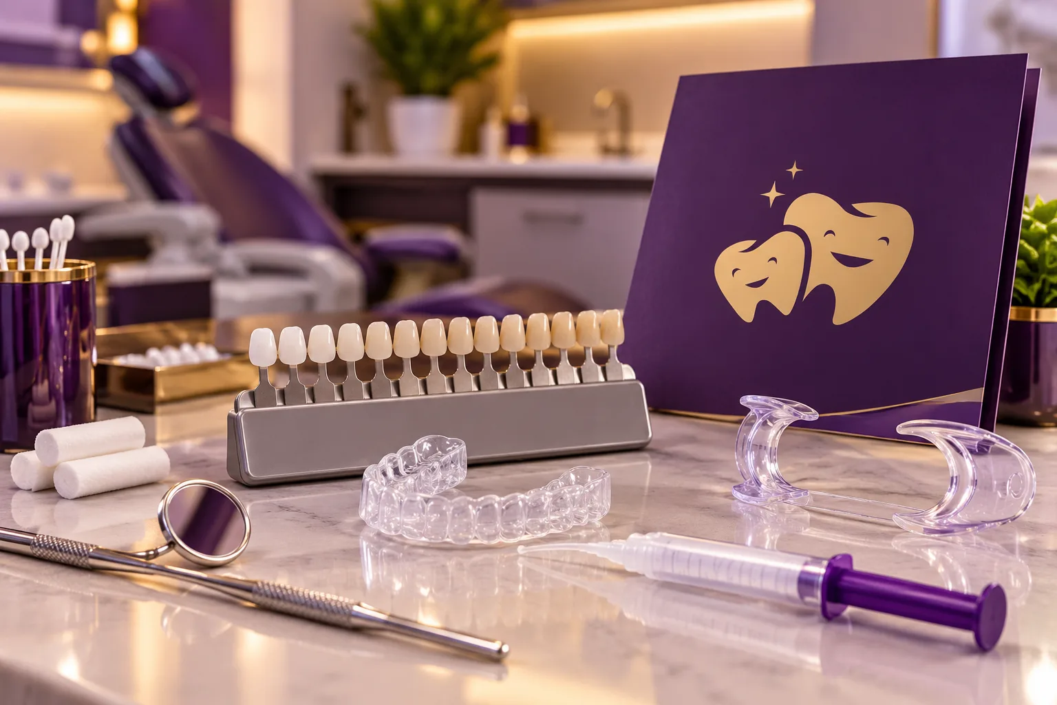 Professional teeth whitening materials with The Dental Experts branding